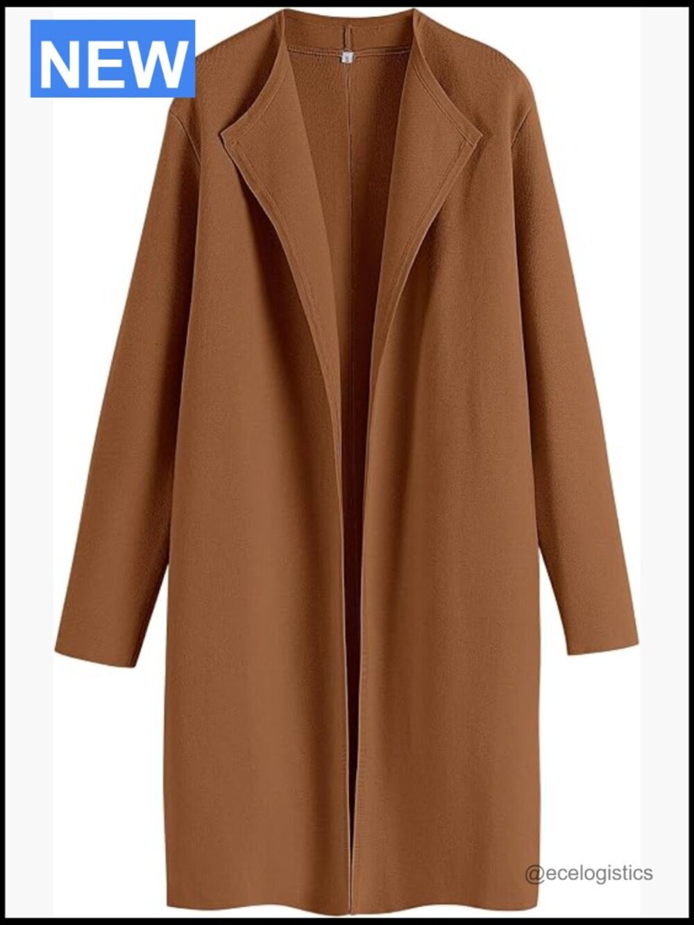 Women's Long Knit Cardigan Open Front Lapel Trench Coatigan Blazer Jacket